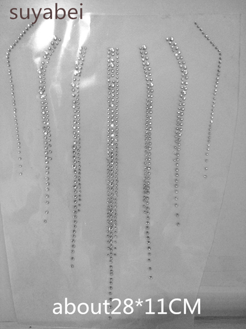Hotfix Rhinestone Sheet - 2pc/lot Waterfall Neckline Rhinestone Applique Iron-On