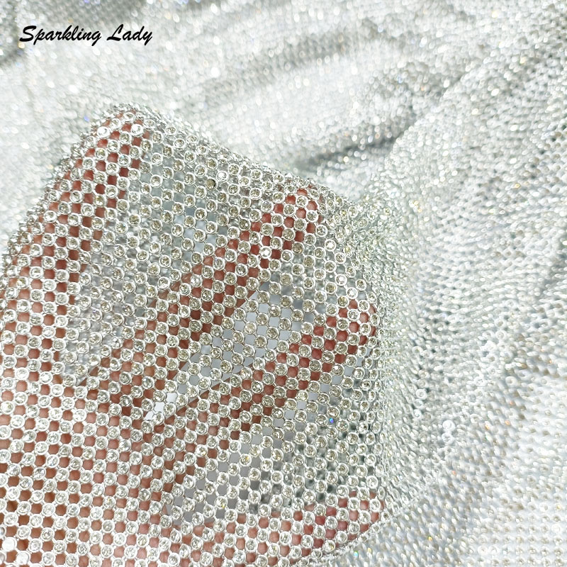 3MM Fashion Metal Rhinestone F - Crystal Mesh Fabric ulasan dan harga